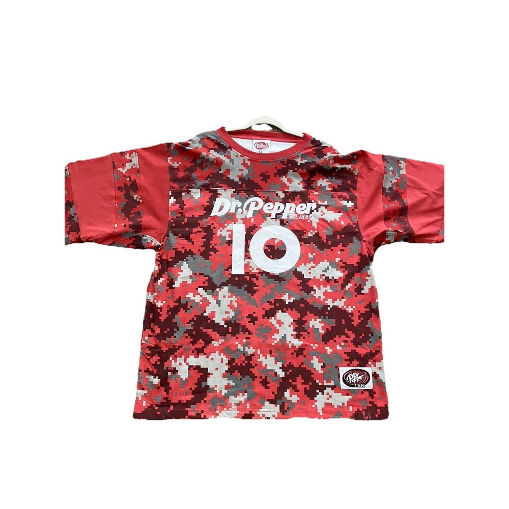 Vintage Dr Pepper Football Jersey Digital Camo Red Gray XL Excellent Condition